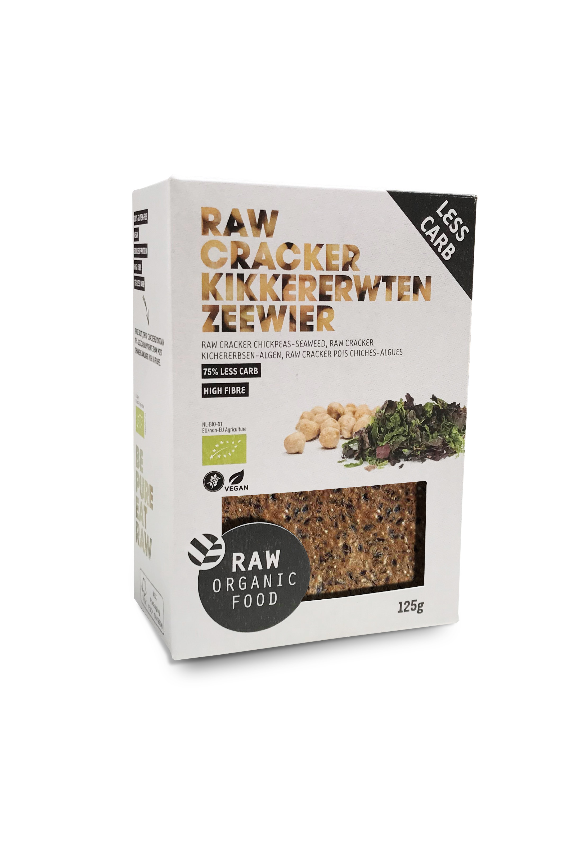 Biologische raw Kikkererwten Crackers met Zeewier 125 g